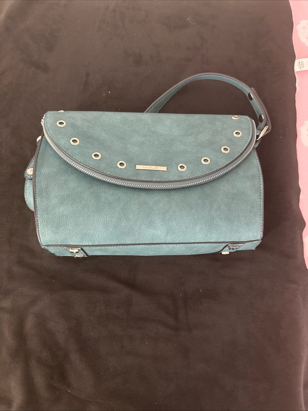 Simply Noelle Teal Shoulder Bag with Eyelet Trim
